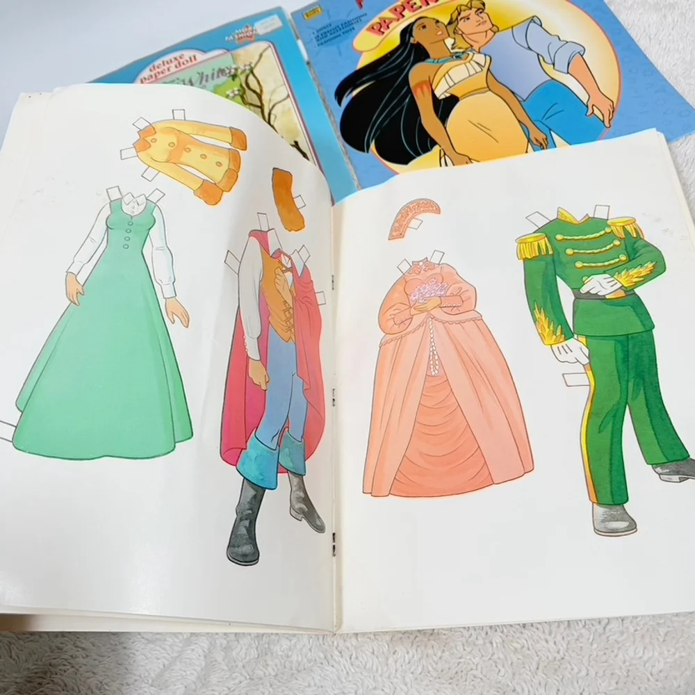 6 Golden Book Disney Movie PaperDolls: Snow White/Pocahontas/Mermaid+ Complete